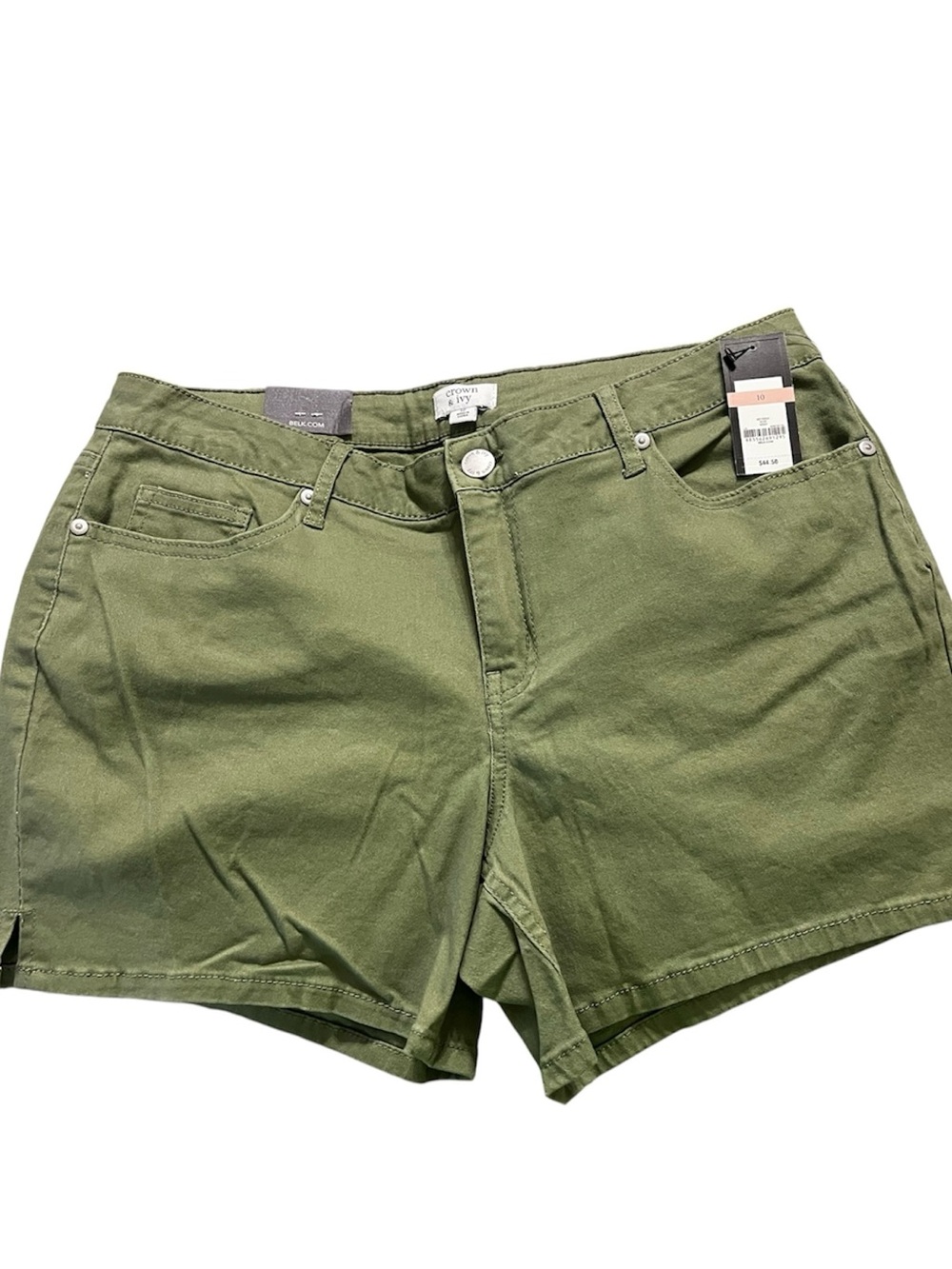 Crown & Ivy Olive Sz 10  Green Women’s High-Rise Cotton Shorts